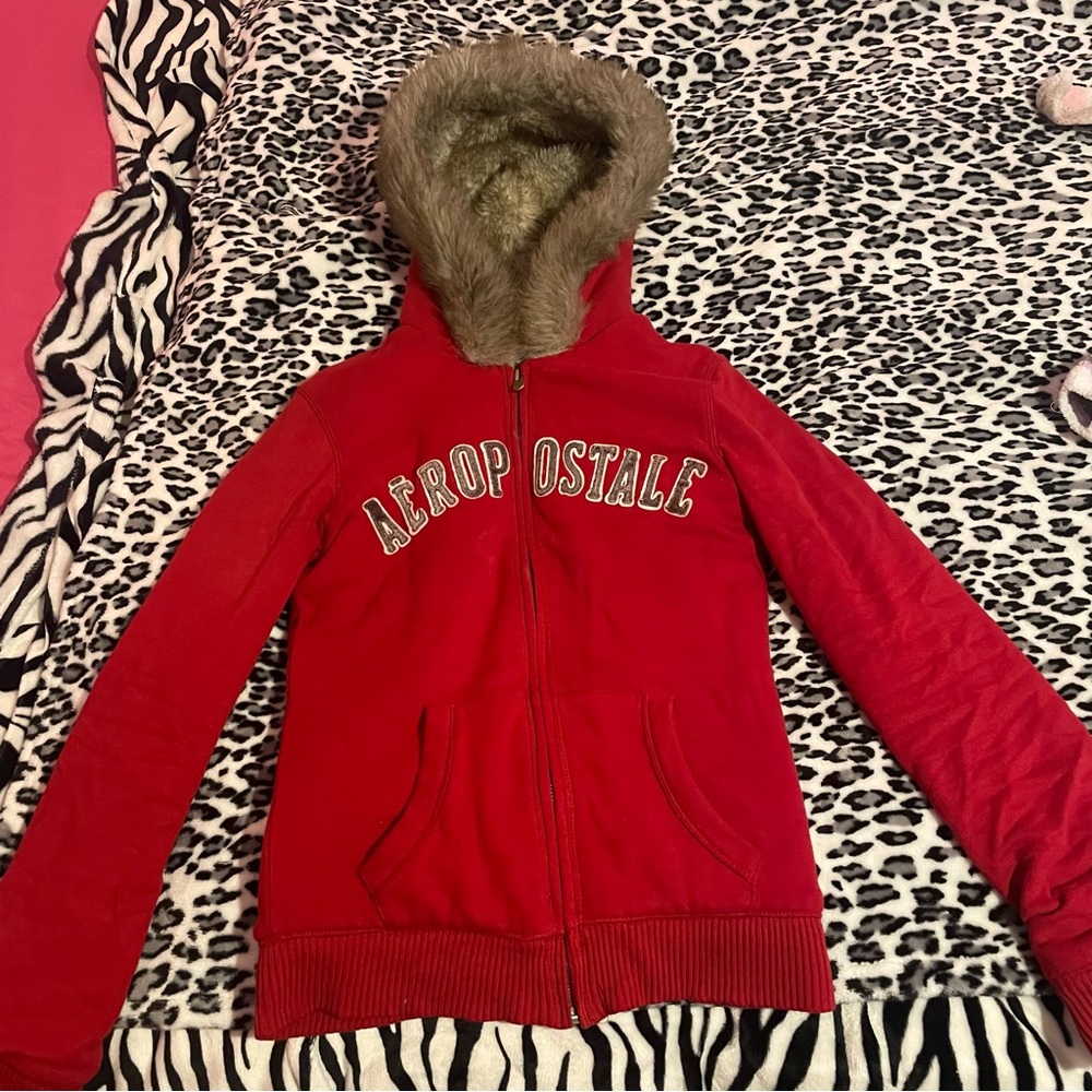 aeropostale fur zip up jacket